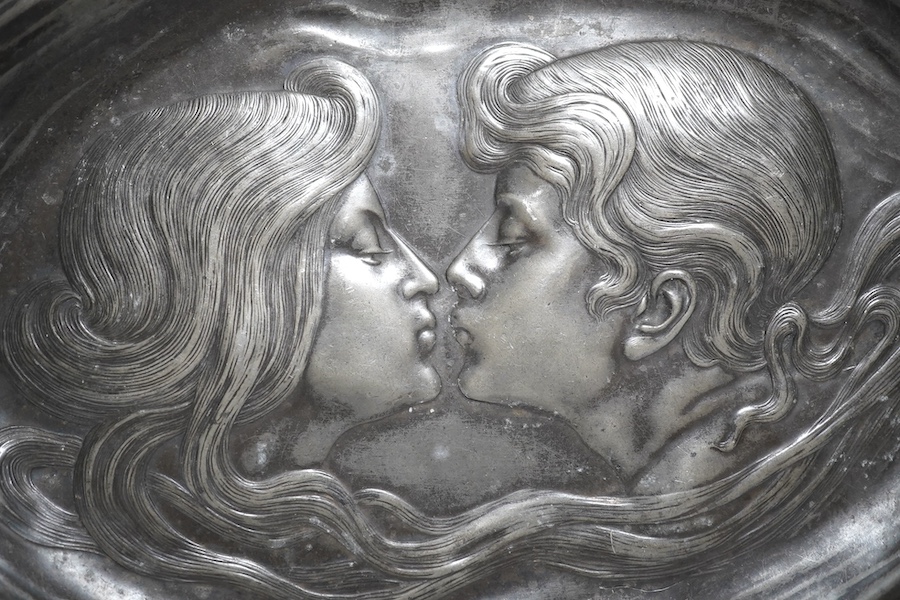 A WMF pewter figural dish, 28cm. Condition - fair to good